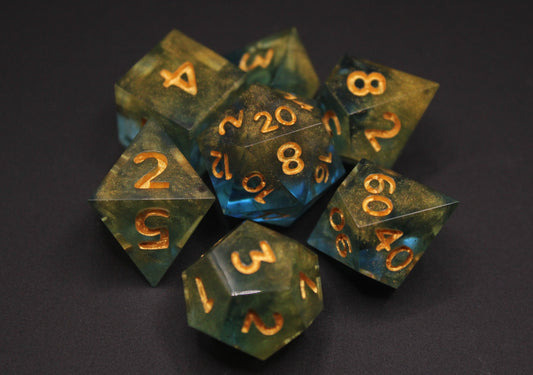 Royal Skies (Blue and Gold)- 7 Piece Dice Set